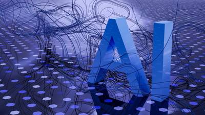 Buchstaben "AI" in technisch anmutender Umgebung, KI-generiertes Bild