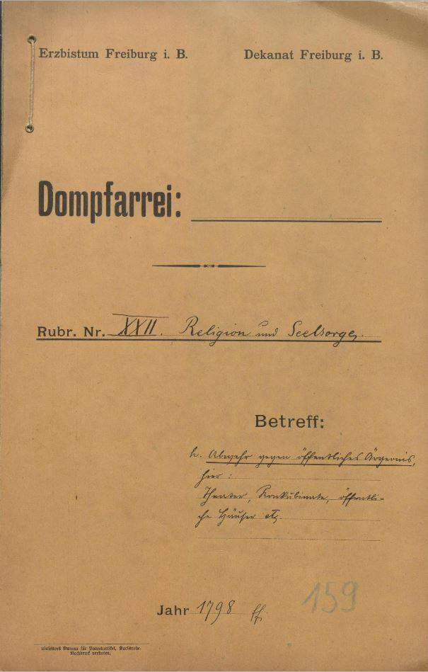 EAF, PfA Freiburg-Dompfarrei 159, Aktendeckel